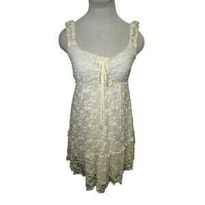 Riot Los Angeles Cream Floral Lace Mini Dress – Size M